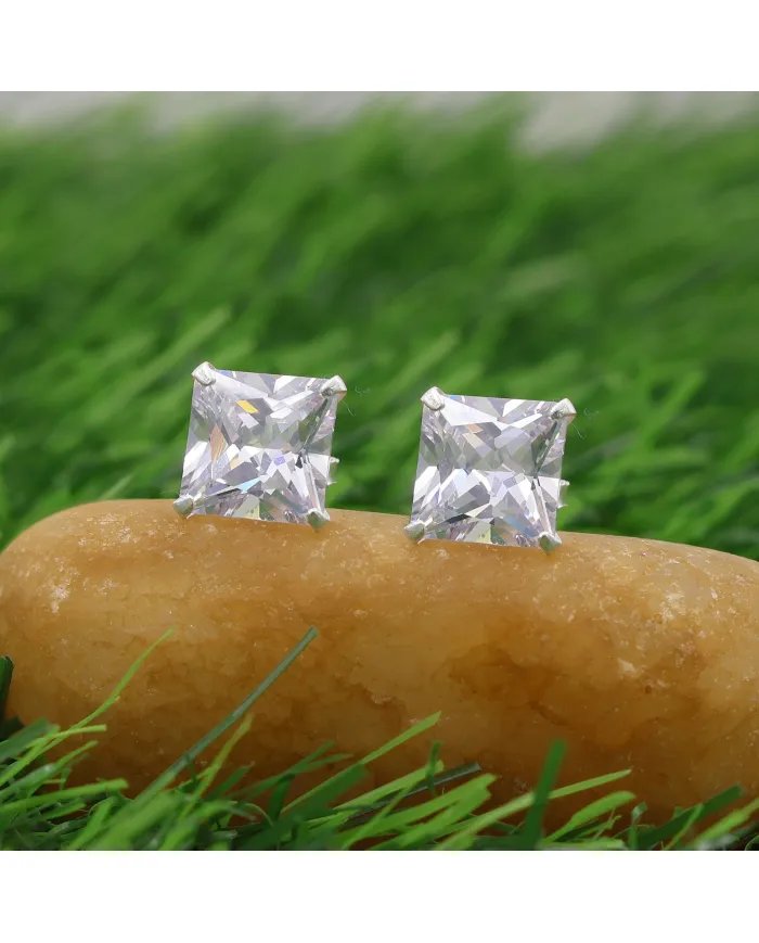 Swarovski Crystal 8mm Stud Earrings - Sterling Silver Handmade Minimalist Jewelry for Her