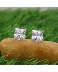 Swarovski Crystal 8mm Stud Earrings - Sterling Silver Handmade Minimalist Jewelry for Her