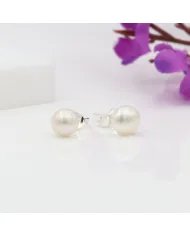 Pearl 6mm Stud Earrings - 925 Silver Minimalist Jewelry Gift for Her
