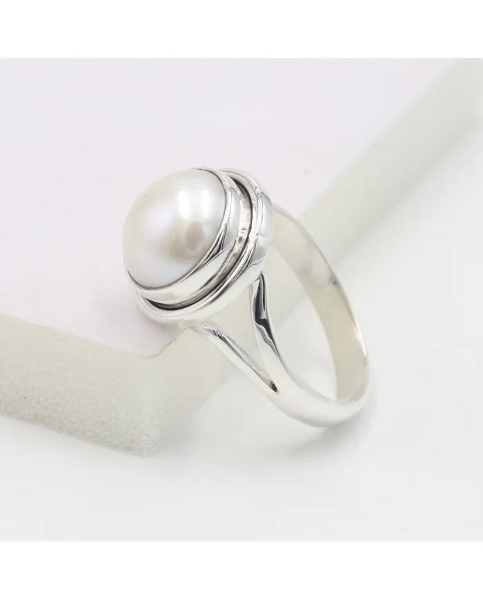 Natural Pearl Ring, June Birthstone, Sterling Silver Ring, Promise Ring, Engagement Ring, Bridal Jewelry, Statement Ring for Her