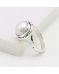 Natural Pearl Ring, June Birthstone, Sterling Silver Ring, Promise Ring, Engagement Ring, Bridal Jewelry, Statement Ring for Her