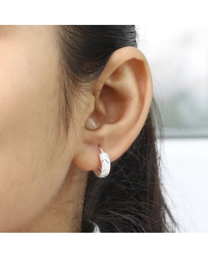 Silver Hoop Earrings - 925 Sterling Silver Handmade Minimalist Jewelry for Women
