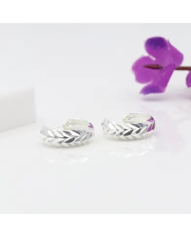 Silver Hoop Earrings - 925 Sterling Silver Handmade Minimalist Jewelry for Women