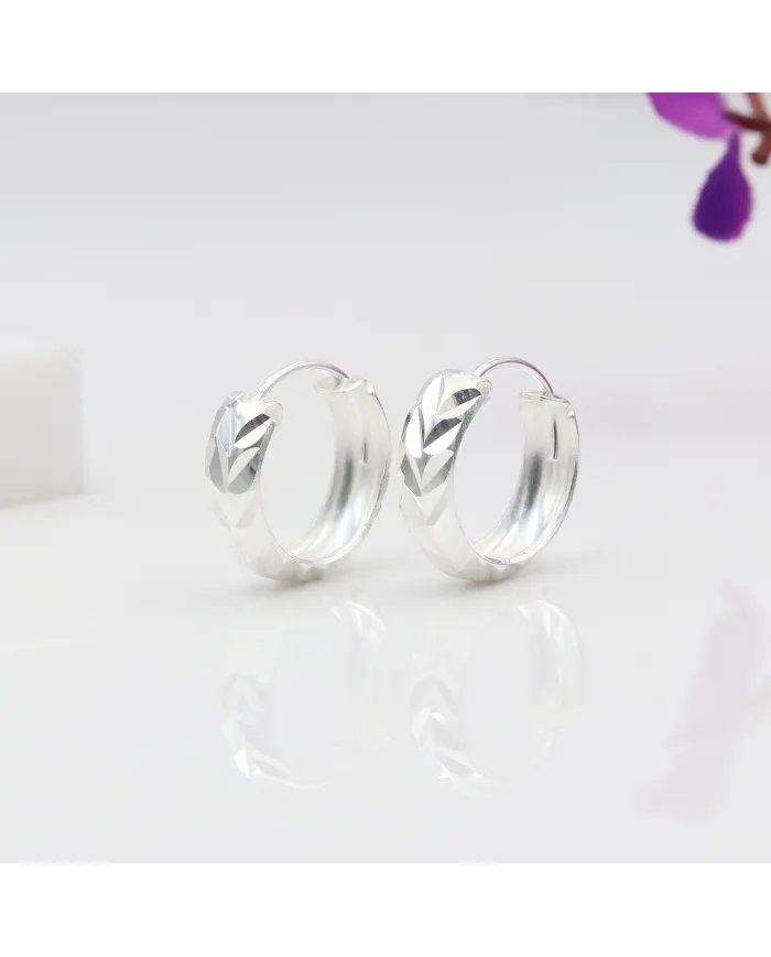 Silver Hoop Earrings - 925 Sterling Silver Handmade Minimalist Jewelry for Women