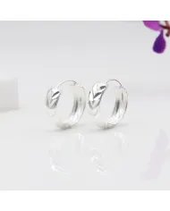 Silver Hoop Earrings - 925 Sterling Silver Handmade Minimalist Jewelry for Women