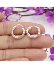 Silver Hoop Earrings - 925 Sterling Silver Handmade Minimalist Jewelry for Women