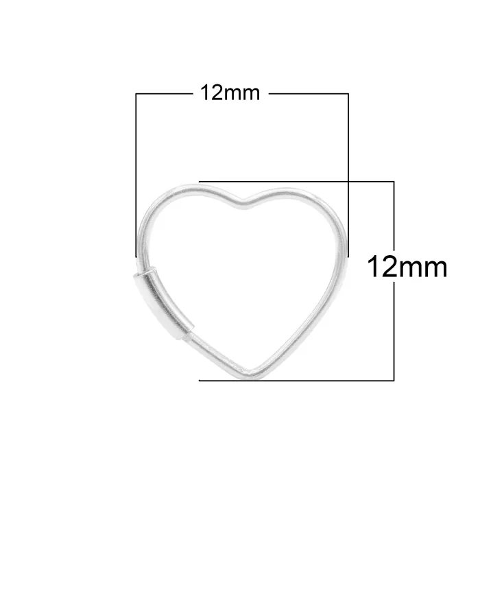 Handmade Heart Hoop Earrings - 925 Sterling Silver Minimalist Jewelry for Her