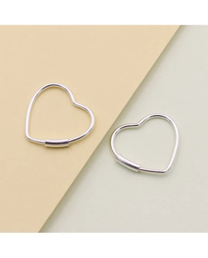 Handmade Heart Hoop Earrings - 925 Sterling Silver Minimalist Jewelry for Her