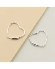 Handmade Heart Hoop Earrings - 925 Sterling Silver Minimalist Jewelry for Her
