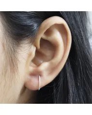 Handmade Heart Hoop Earrings - 925 Sterling Silver Minimalist Jewelry for Her