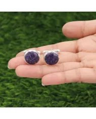 Lepidolite Sterling Silver Cufflinks for Men -Handcrafted Groomsmen Gift