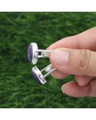 Lepidolite Sterling Silver Cufflinks for Men -Handcrafted Groomsmen Gift