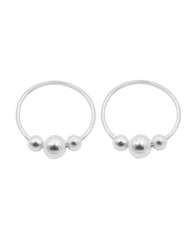 925 Sterling Silver Beaded Hoop Earrings for Her