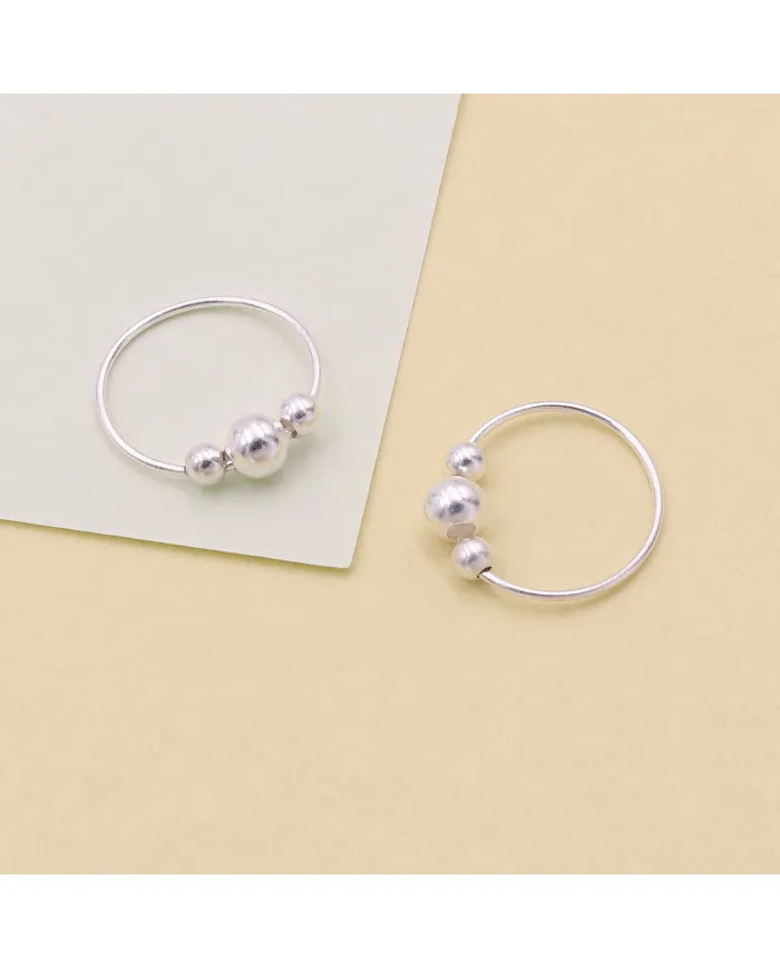 925 Sterling Silver Beaded Hoop Earrings for Her