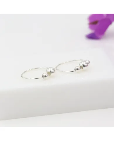 925 Sterling Silver Beaded Hoop Earrings for Her