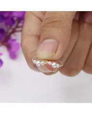 Silver Beaded Hoop Earrings - 925 Sterling Silver Jewelry for Her