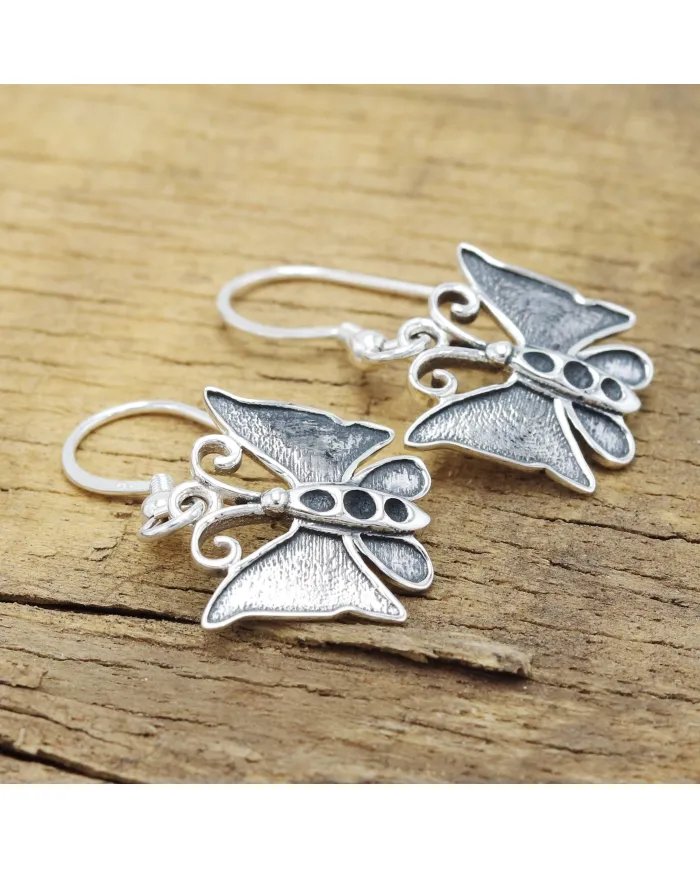 Dainty Butterfly Earrings - 925 Silver Oxidized Jewelry for Women