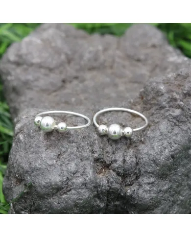 925 Sterling Silver Beaded Hoop Earrings for Her