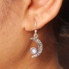 Moonstone Earrings, Half Moon Earrings, Dangle Earrings, Solid 925 Silver Earrings, Vintage Earrings, June Birthstone Earrings