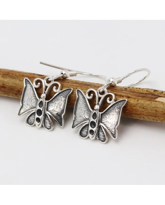 Dainty Butterfly Earrings - 925 Silver Oxidized Jewelry for Women