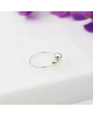 Silver Beaded Nose Pin - 925 Sterling Silver Jewelry for Her