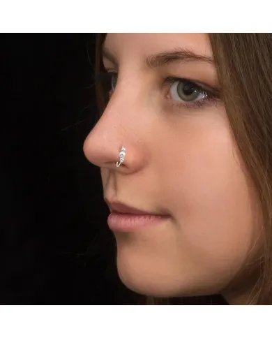 Silver Beaded Nose Pin - 925 Sterling Silver Jewelry for Her