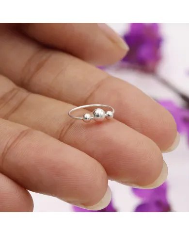 Silver Beaded Nose Pin - 925 Sterling Silver Jewelry for Her