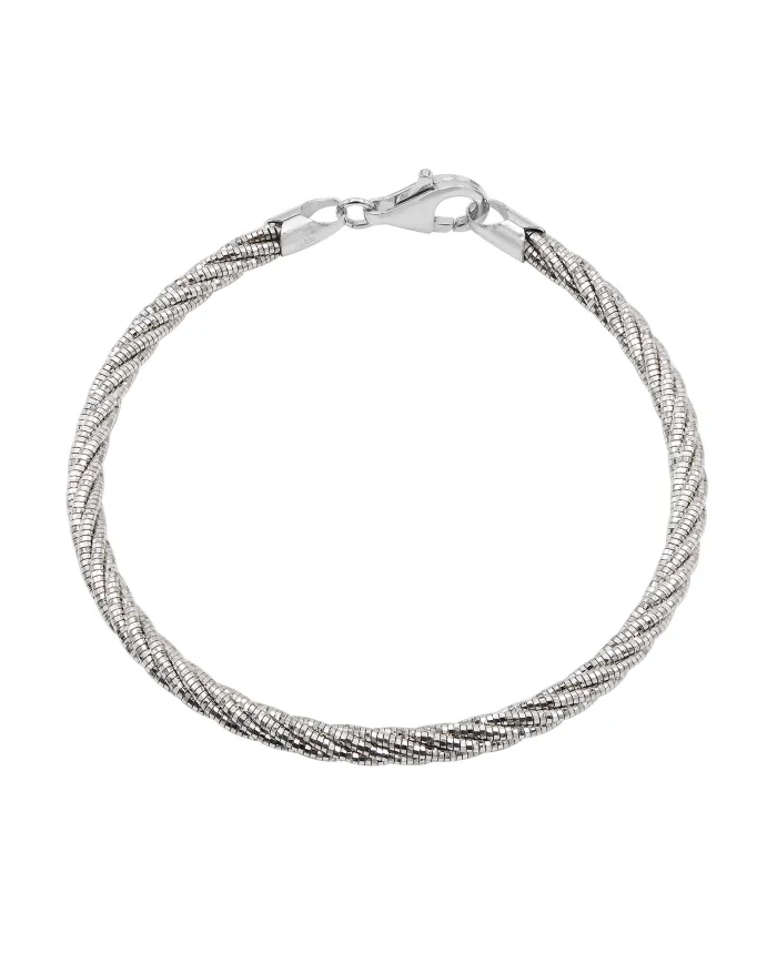 925 Sterling Silver Twist Bracelet for Men with Lobster Clasp