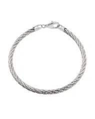 925 Sterling Silver Twist Bracelet for Men with Lobster Clasp