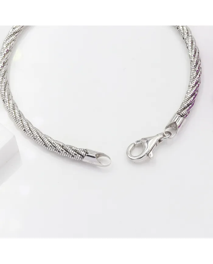 925 Sterling Silver Twist Bracelet for Men with Lobster Clasp