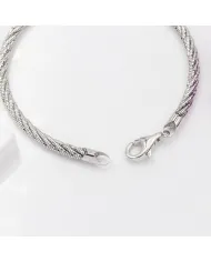 925 Sterling Silver Twist Bracelet for Men with Lobster Clasp