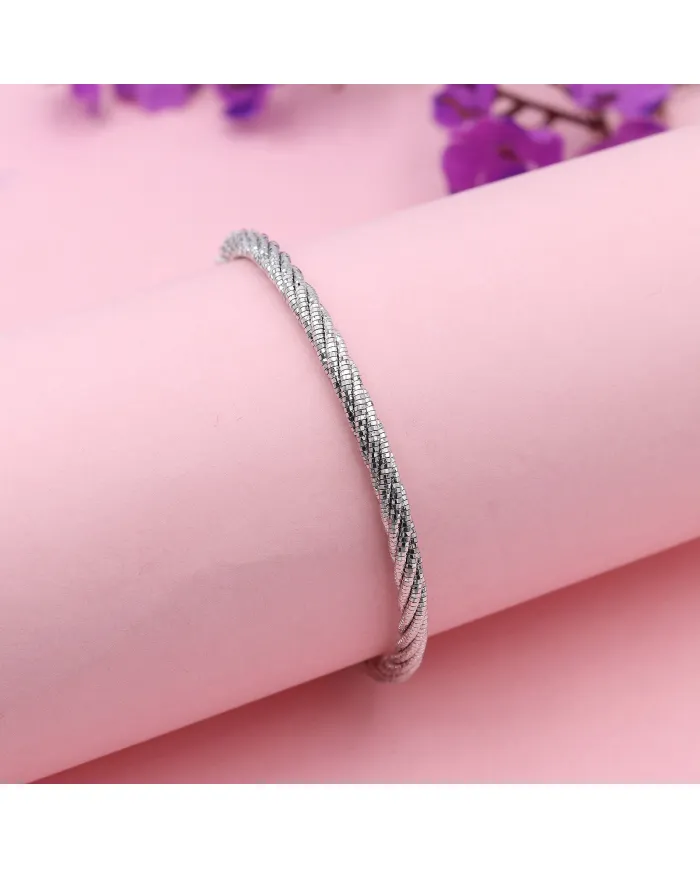 925 Sterling Silver Twist Bracelet for Men with Lobster Clasp