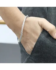 925 Sterling Silver Twist Bracelet for Men with Lobster Clasp