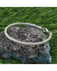 925 Sterling Silver Twist Bracelet for Men with Lobster Clasp