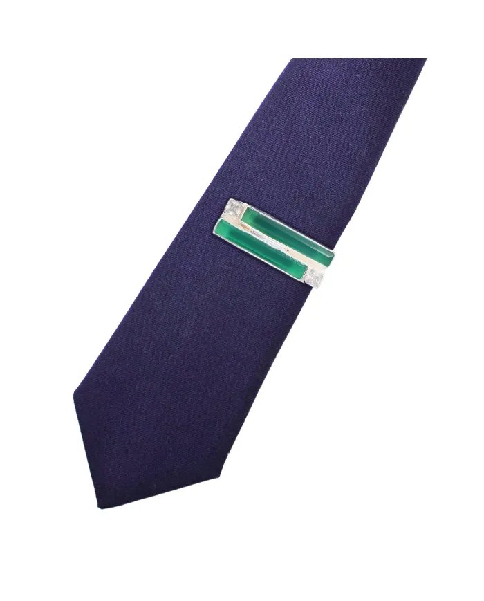 Classic Green Onyx Tie Clip – Elegant Handmade Men’s Gift