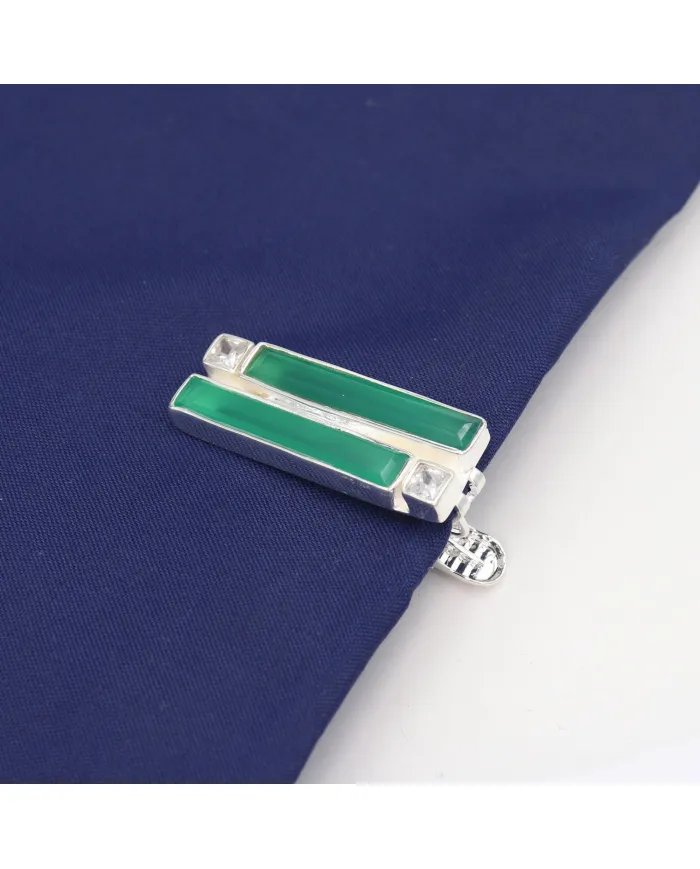 Classic Green Onyx Tie Clip – Elegant Handmade Men’s Gift
