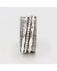 925 Sterling Silver Spinner Ring with Oxide - Fidget & Meditation Jewelry