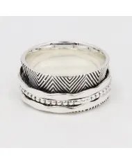 925 Sterling Silver Spinner Ring with Oxide - Fidget & Meditation Jewelry