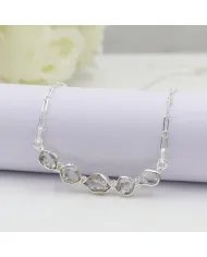 Herkimer Diamond Collar Necklace - 925 Sterling Silver Rough Gemstone Jewelry