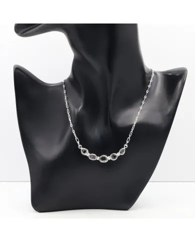 Herkimer Diamond Collar Necklace - 925 Sterling Silver Rough Gemstone Jewelry