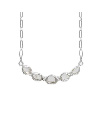 Herkimer Diamond Collar Necklace - 925 Sterling Silver Rough Gemstone Jewelry