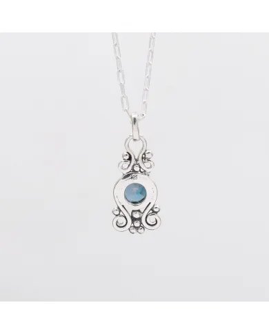 London Blue Topaz Gemstone 925 Silver Necklace - Handcrafted Women's Jewelry