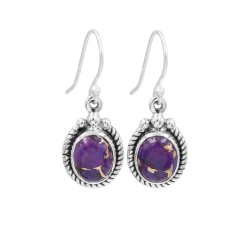 Turquoise Earrings, Oval Purple Earrings, Vintage Earrings, Sterling Silver Earrings, December Birthstone, Girl's Dangle Earring
