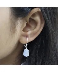 Rainbow Moonstone Hook Earrings in 925 Sterling Silver - Handmade Gemstone Jewelry