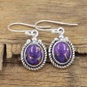 Turquoise Earrings, Oval Purple Earrings, Vintage Earrings, Sterling Silver Earrings, December Birthstone, Girl's Dangle Earring