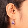 Turquoise Earrings, Oval Purple Earrings, Vintage Earrings, Sterling Silver Earrings, December Birthstone, Girl's Dangle Earring