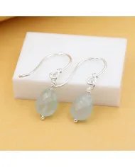 Aquamarine Hook Earrings in 925 Sterling Silver – Handmade Gemstone Jewelry March Birthstone