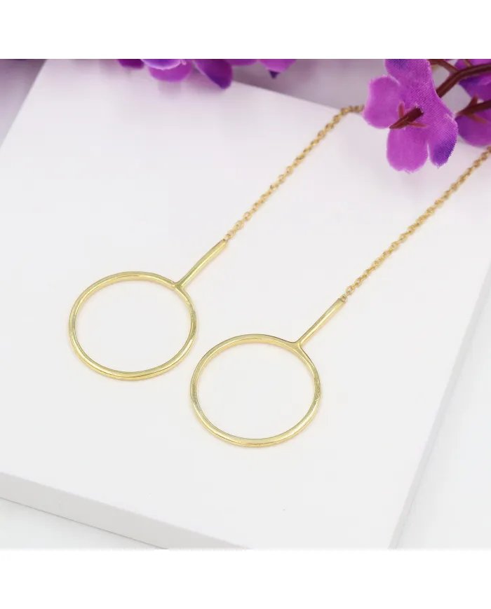 Minimalist Gold Plated Geometric Chain Earrings in 925 Sterling Silver