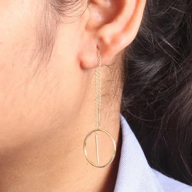Minimalist Gold Plated Geometric Chain Earrings in 925 Sterling Silver