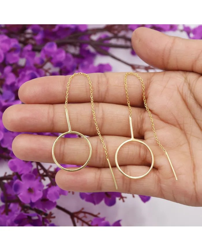 Minimalist Gold Plated Geometric Chain Earrings in 925 Sterling Silver